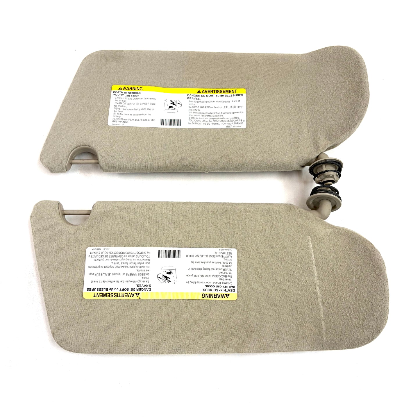 1997-2005 Chevy Malibu Classic Sun Visors BEIGE OEM Shades Pair W/ Mirrors