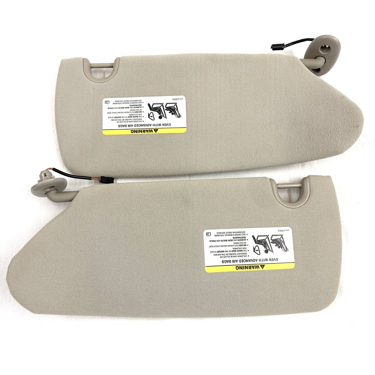 2001-2007 Town & Country Sun Visors Pair Passenger Driver GRAY OEM W/ Lights Dodge Grand Caravan