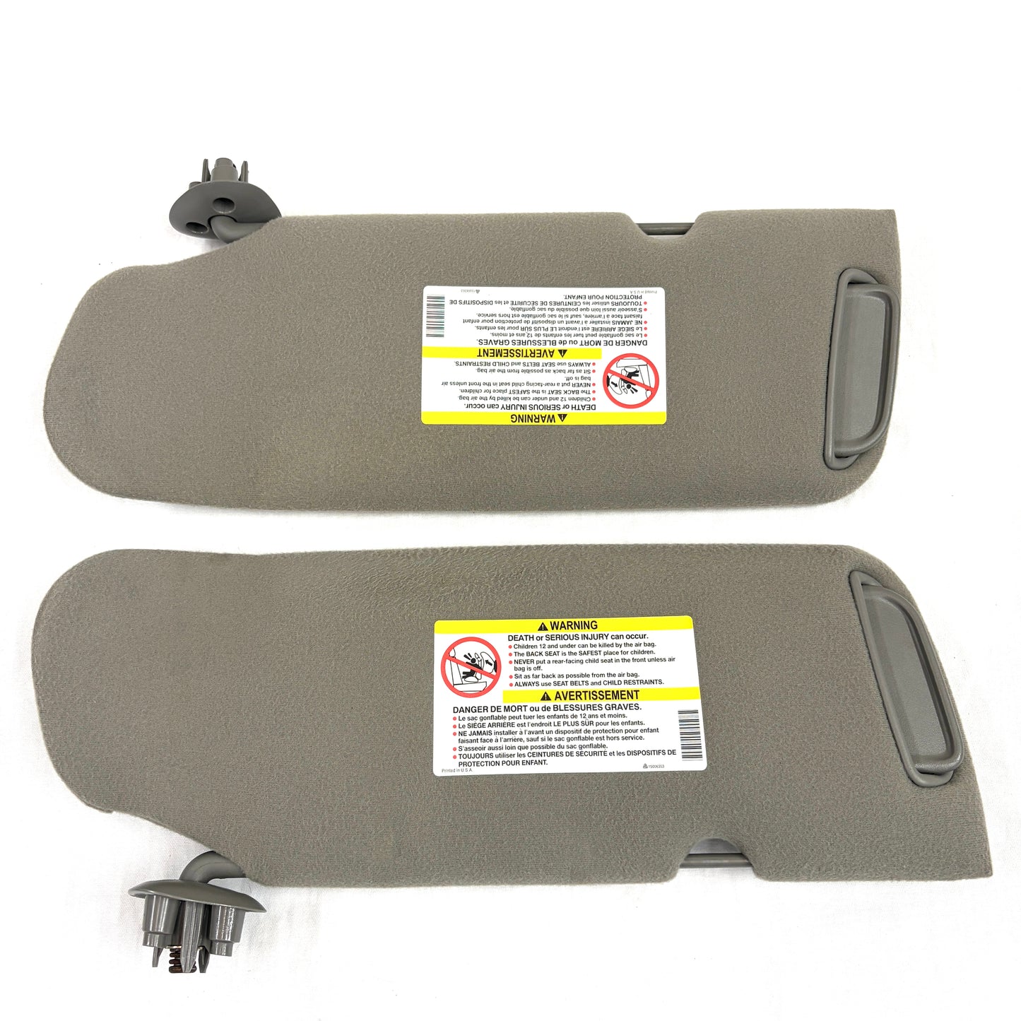 1999-2006 Sierra Silverado Sun Visors Passenger Driver Pair GRAY OEM Shades W/ Mirror