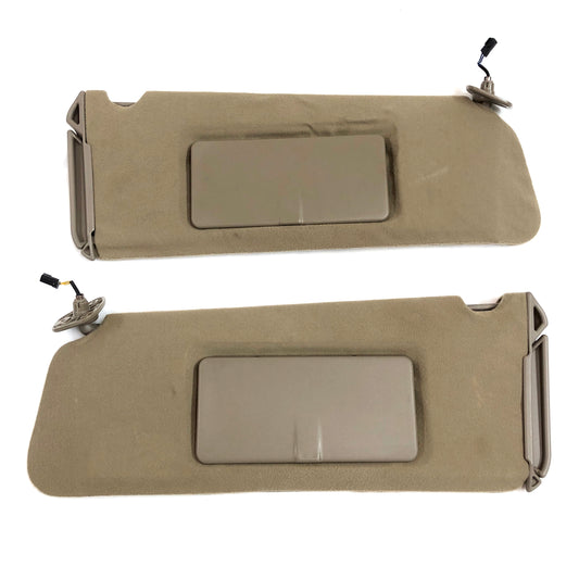 1995-2000 Yukon Escalade Tahoe Suburban Sun Visors OEM Pair Driver Passenger Beige Tan W/ Lights