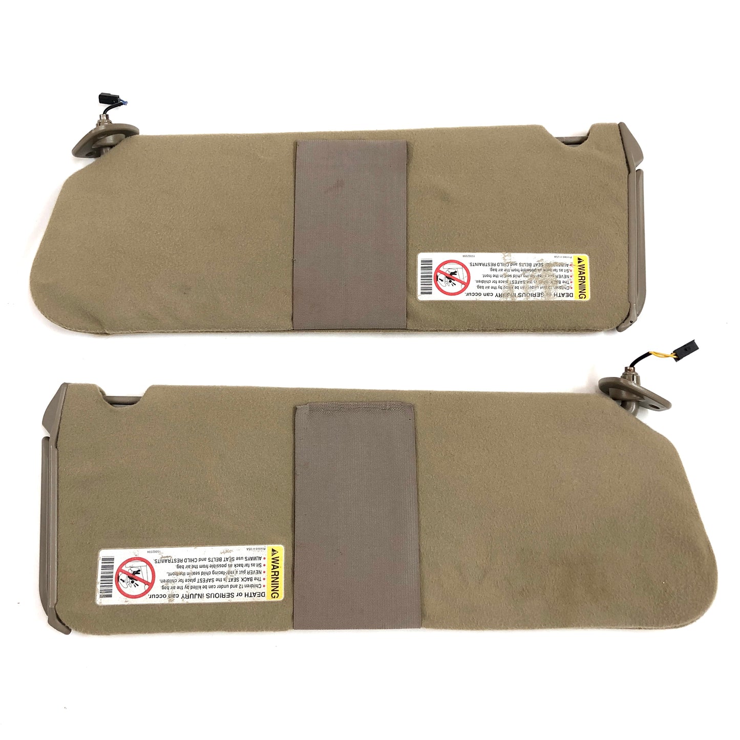 1995-2000 Yukon Escalade Tahoe Suburban Sun Visors OEM Pair Driver Passenger Beige Tan W/ Lights