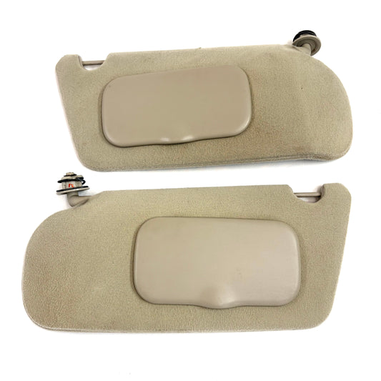 1997-2005 Chevy Malibu Classic Sun Visors BEIGE OEM Shades Pair W/ Mirrors