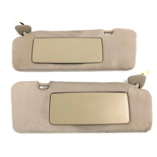 1999-2003 Toyota Solara Sun Visors Pair Driver Passenger Pair Beige Tan W/ Lights OEM