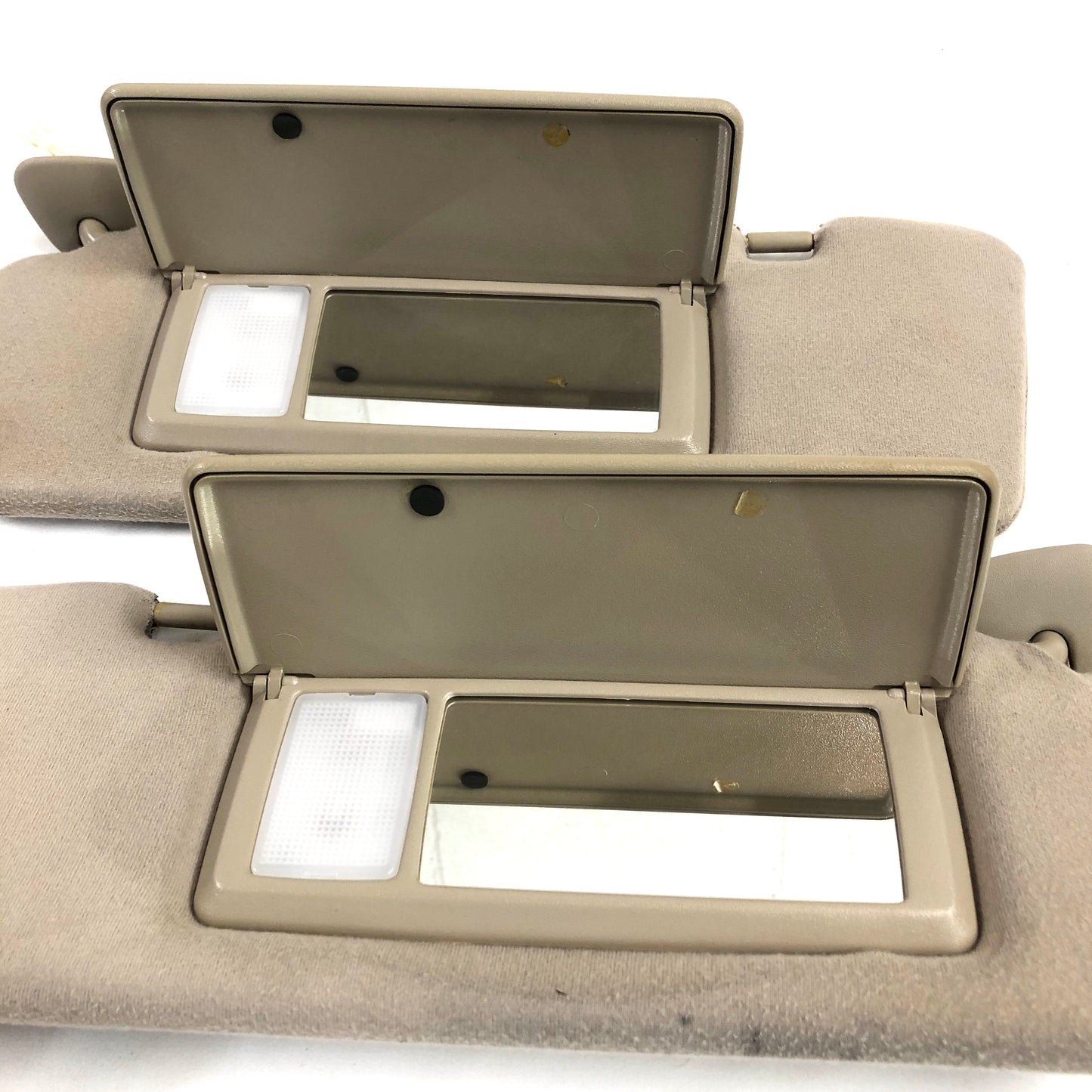 1999-2003 Toyota Solara Sun Visors Pair Driver Passenger Pair Beige Tan W/ Lights OEM