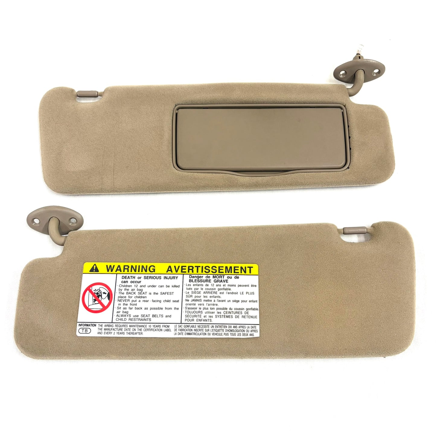 1996-2002 Toyota 4Runner Sun Visors Tan Brown Passenger Driver Shades OEM W/ Light