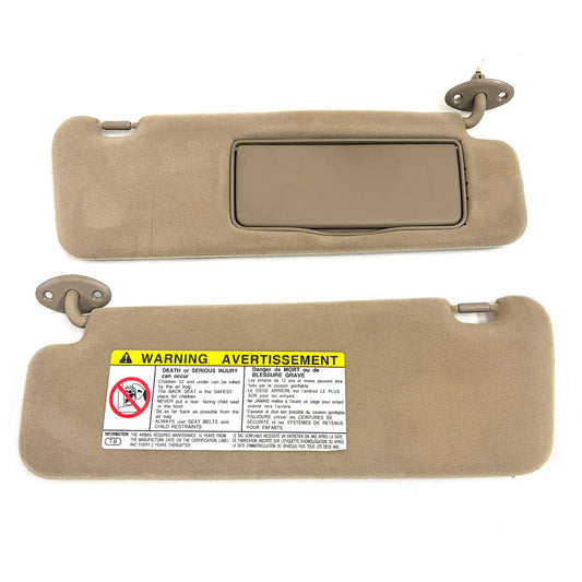 1996-2002 Toyota 4Runner Sun Visors Tan Brown Passenger Driver Shades OEM W/ Light
