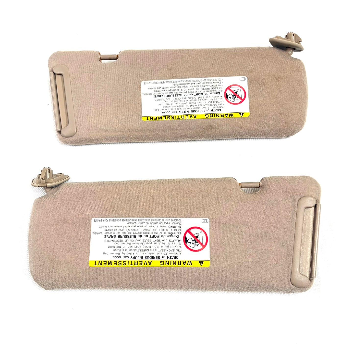 1997-2001 Toyota Camry Sun Visors OEM Tan Beige Passenger Driver Pair Shades