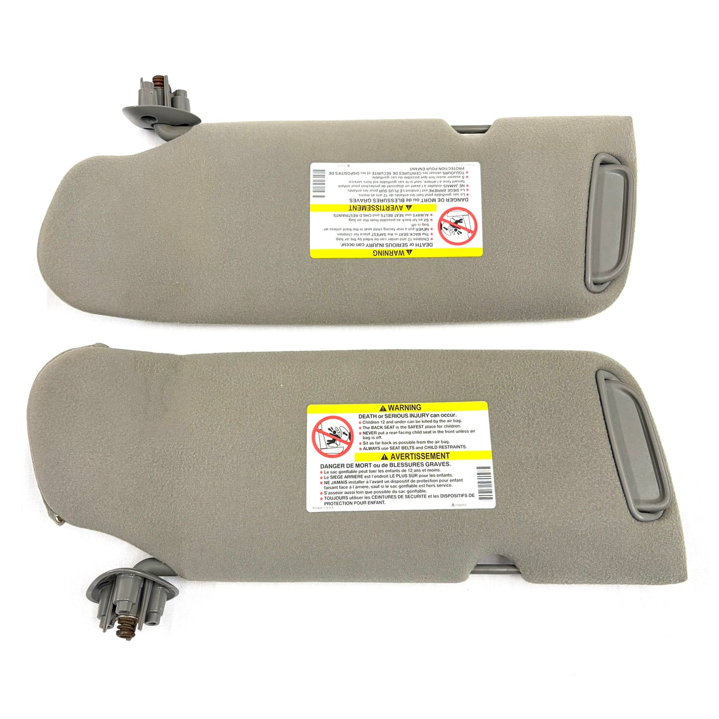 1999-2006 Sierra Silverado Sun Visors Passenger Driver Pair GRAY OEM Shades W/ Mirror