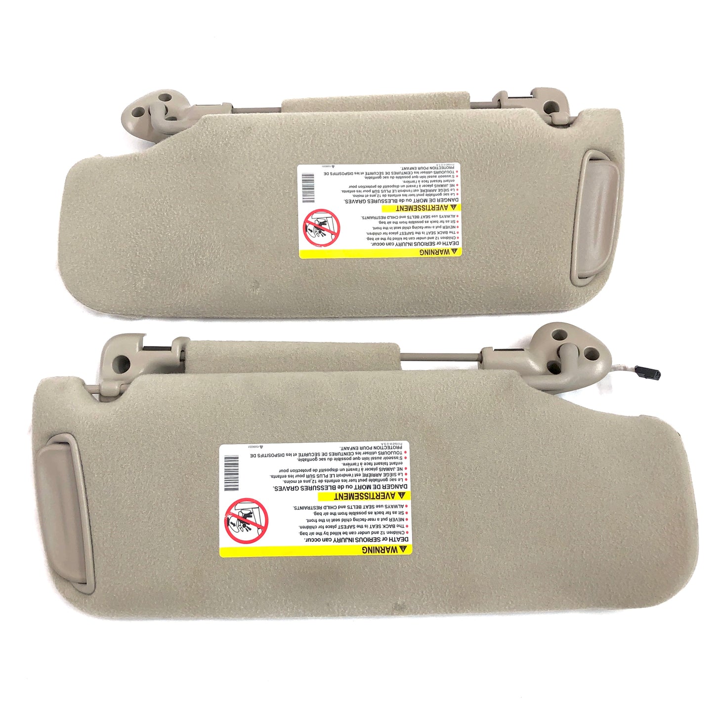 2001-2006 Avalanche Yukon Escalade Sun Visors Deluxe Pair Driver Passenger Shale