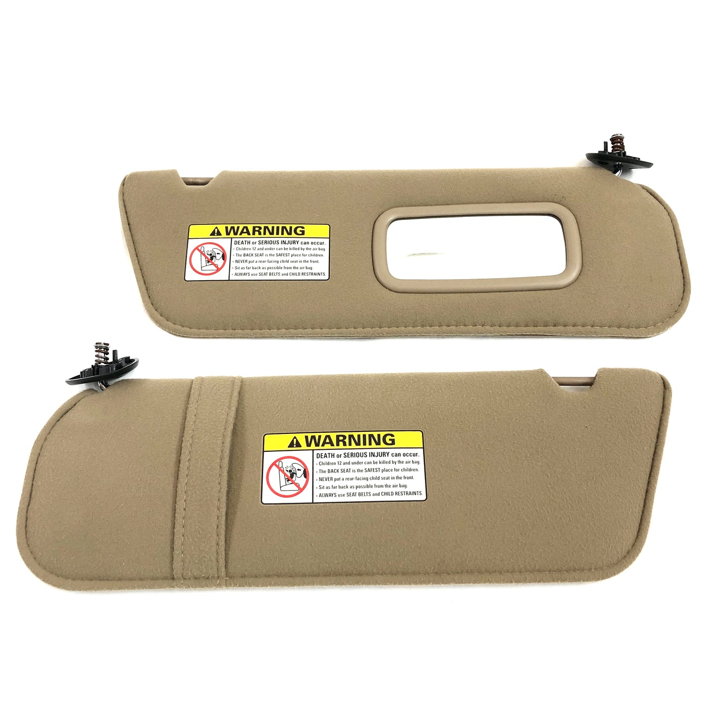 1989-2006 Ford Explorer Sport Trac Ranger Sun Visors Tan Pair OEM Passenger Driver W/ Mirror