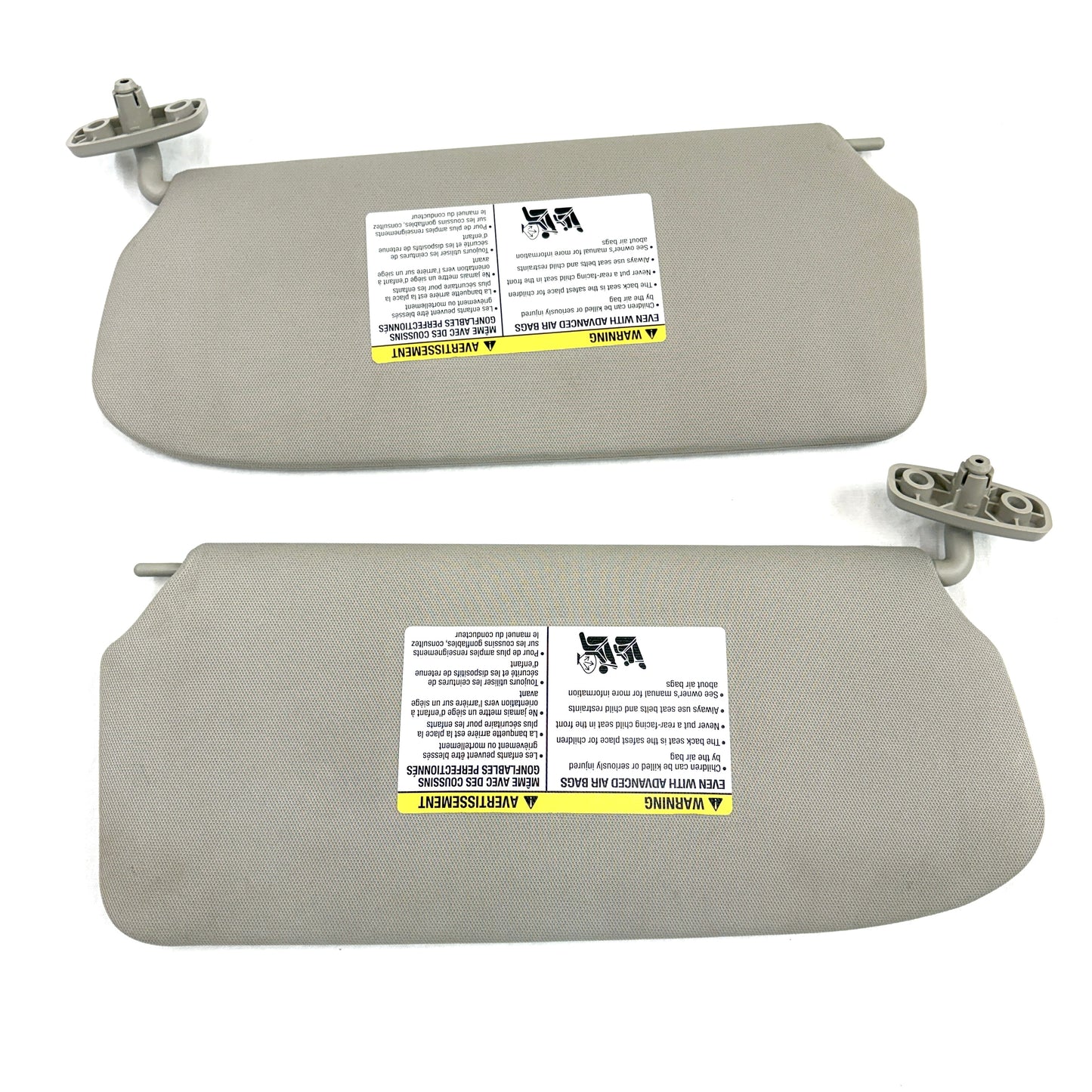 2007-2012 Nissan Sentra Sun Visors Pair Driver Passenger OEM Mirrors Gray Cloth