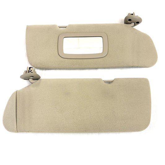 1999-2006 Sierra Silverado Sun Visors Passenger Driver Pair BEIGE SHALE OEM Shades W/ Mirror