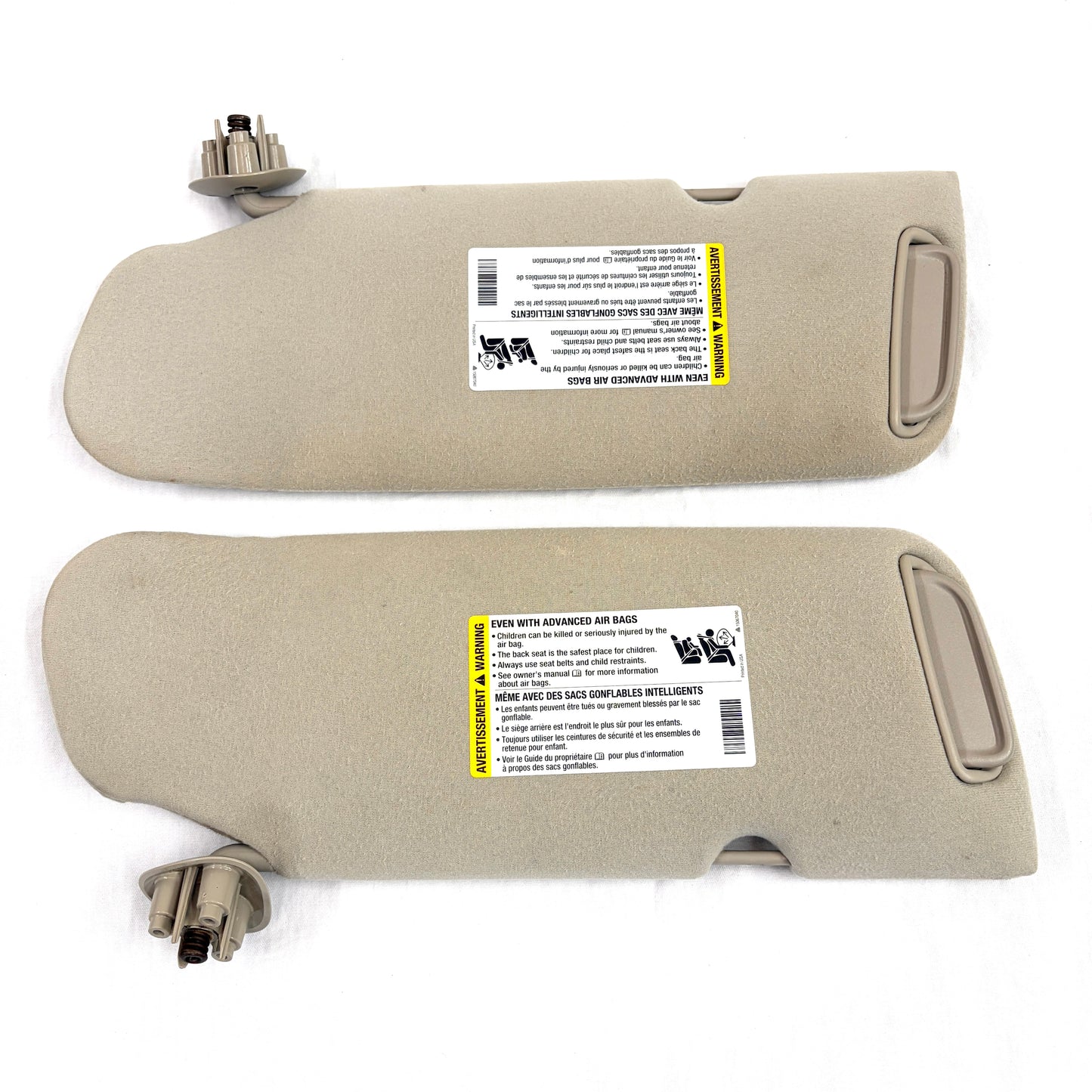 1999-2006 Sierra Silverado Sun Visors Passenger Driver Pair BEIGE SHALE OEM Shades W/ Mirror