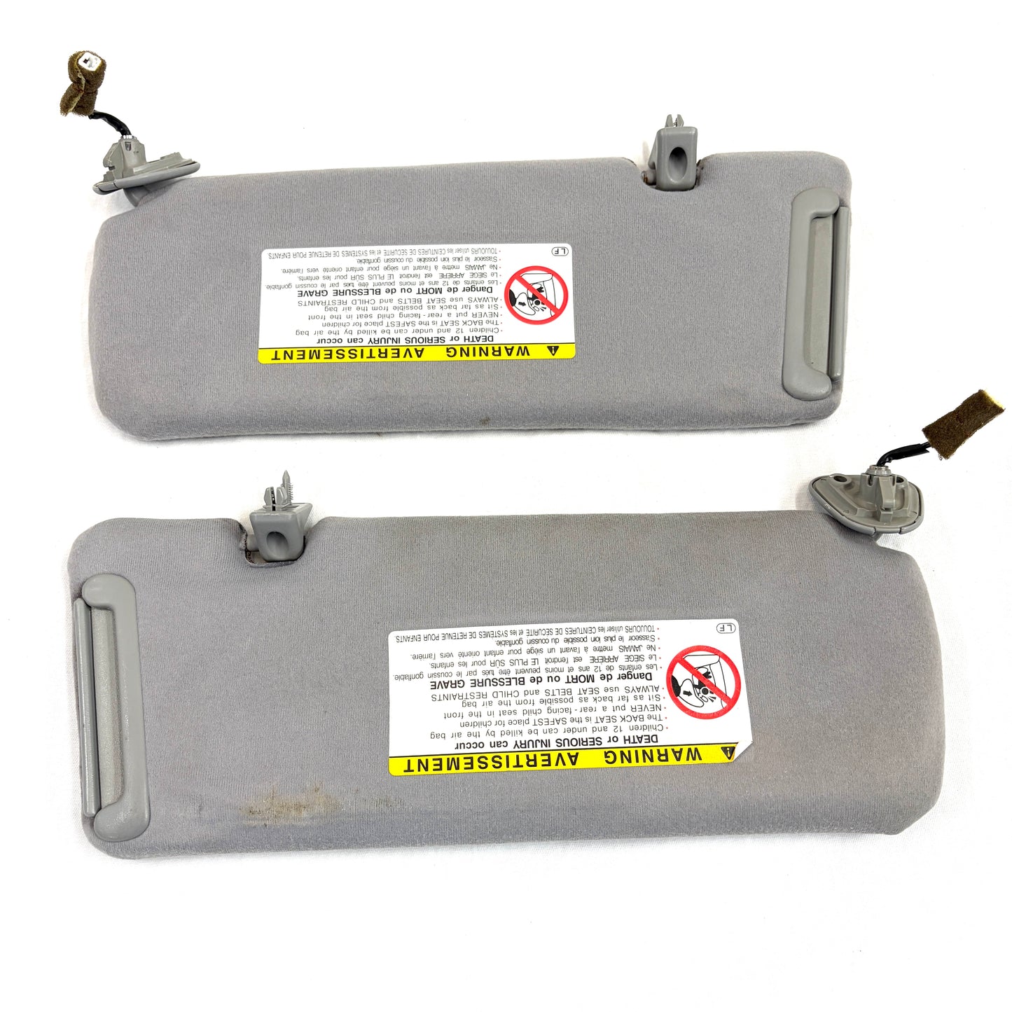 1997-2001 Toyota Camry Sun Visors Pair Shades OEM GRAY Lights Mirror Clips