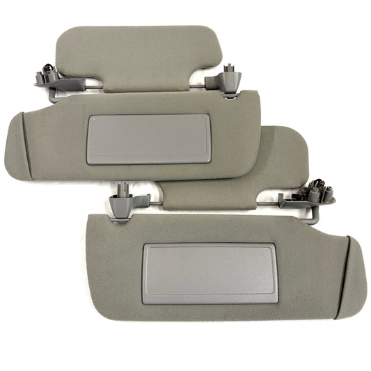 2001-2006 Avalanche Yukon Escalade Sun Visors Dual Deluxe Pair Driver Passenger OEM Shades Lights Mirrors Gray