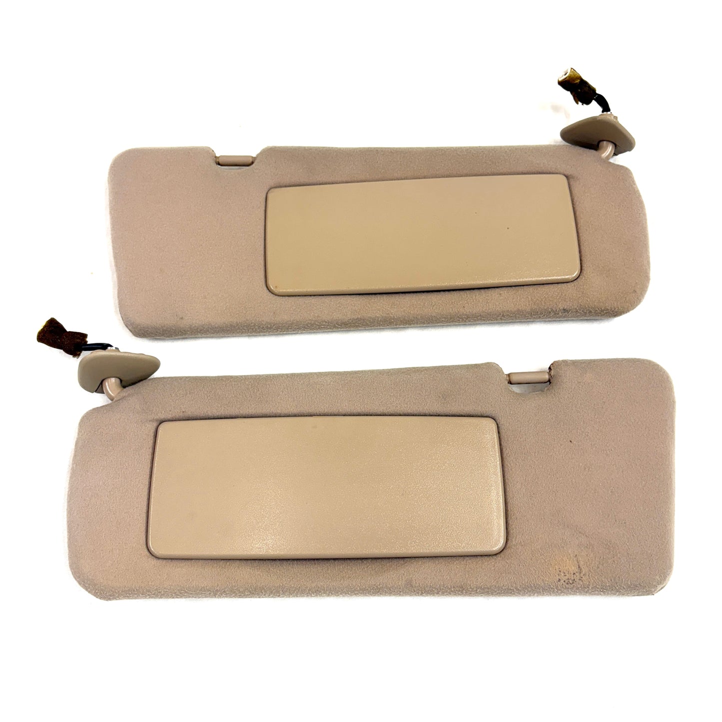 1997-2001 Toyota Camry Sun Visors OEM Tan Beige Passenger Driver Pair Shades Illuminated Mirrors