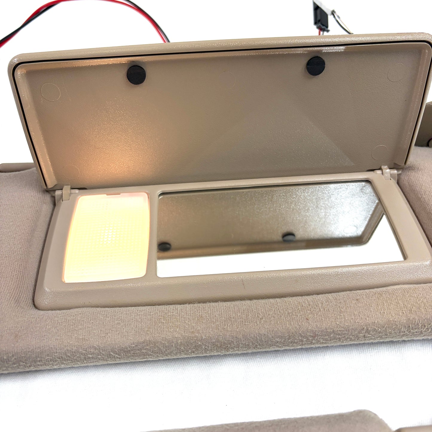 1997-2001 Toyota Camry Sun Visors OEM Tan Beige Passenger Driver Pair Shades Illuminated Mirrors