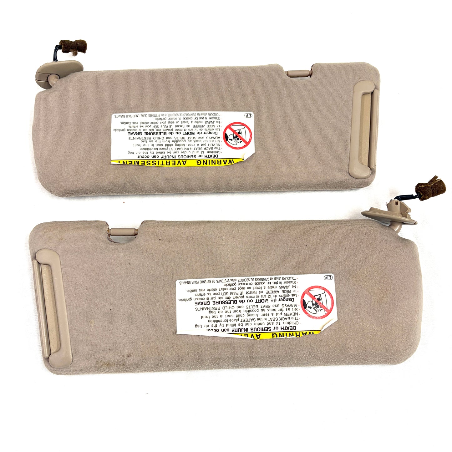 1997-2001 Toyota Camry Sun Visors OEM Tan Beige Passenger Driver Pair Shades Illuminated Mirrors