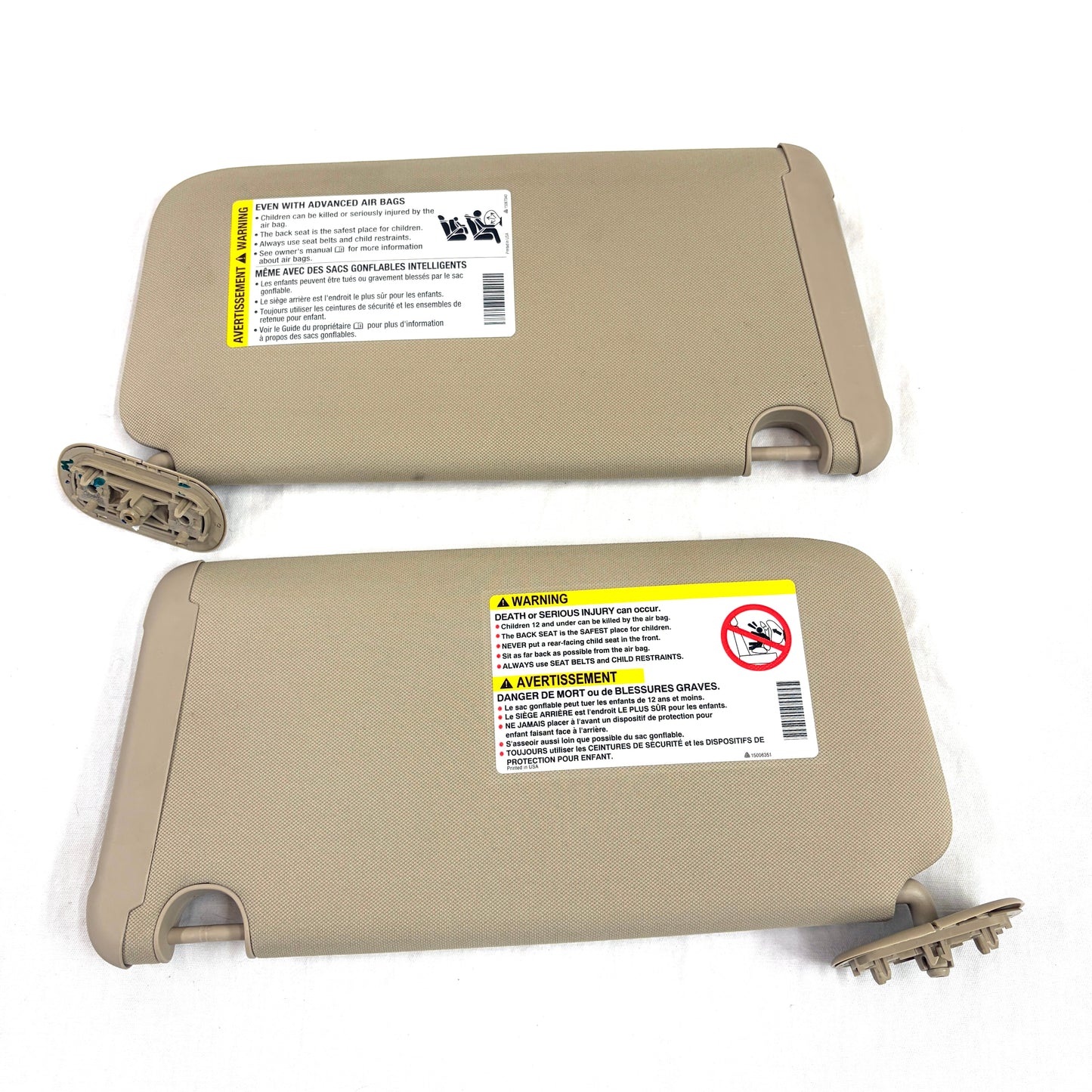 2005-2007 Chevy Malibu Sun Visors Driver Passenger Pair Shades OEM Beige 05-10 Pontiac G6