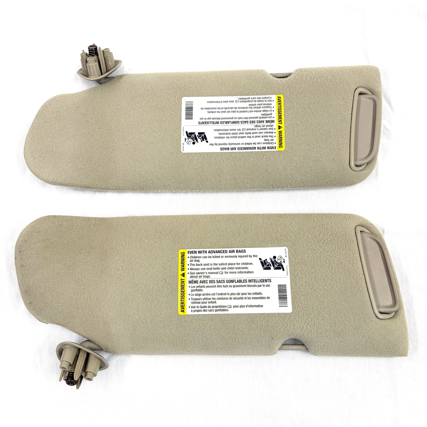 1999-2006 Sierra Silverado Sun Visors Passenger Driver Pair BEIGE SHALE OEM Shades W/ Mirror