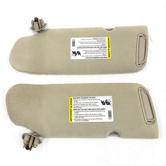 1999-2006 Sierra Silverado Sun Visors Passenger Driver Pair BEIGE SHALE OEM Shades W/ Mirror