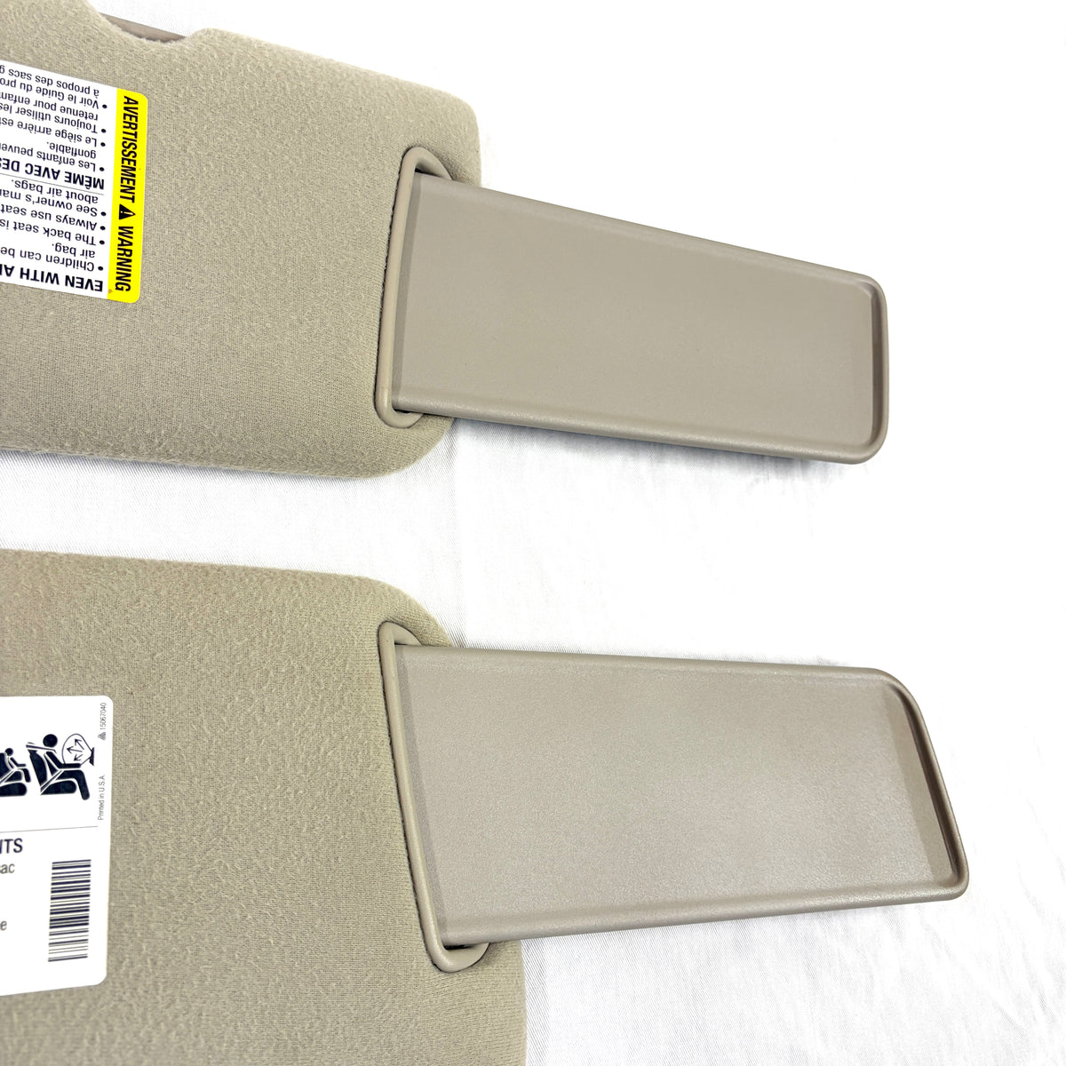1999-2006 Sierra Silverado Sun Visors Passenger Driver Pair BEIGE SHALE OEM Shades W/ Mirror