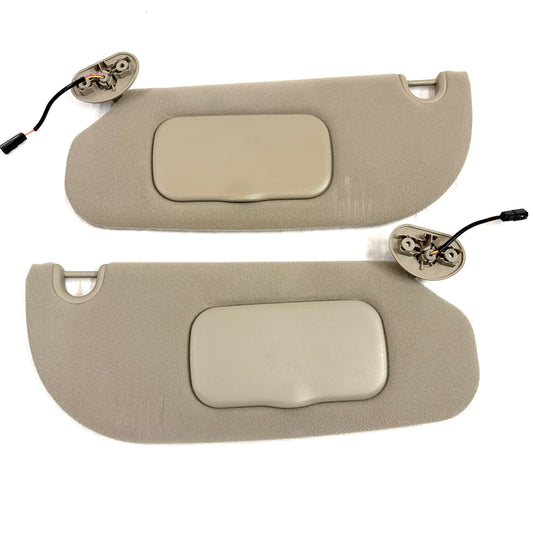 2006-2010 Ford Explorer Sun Visors Pair Driver Passenger Set OEM Stone Color Illuminated Mirrors